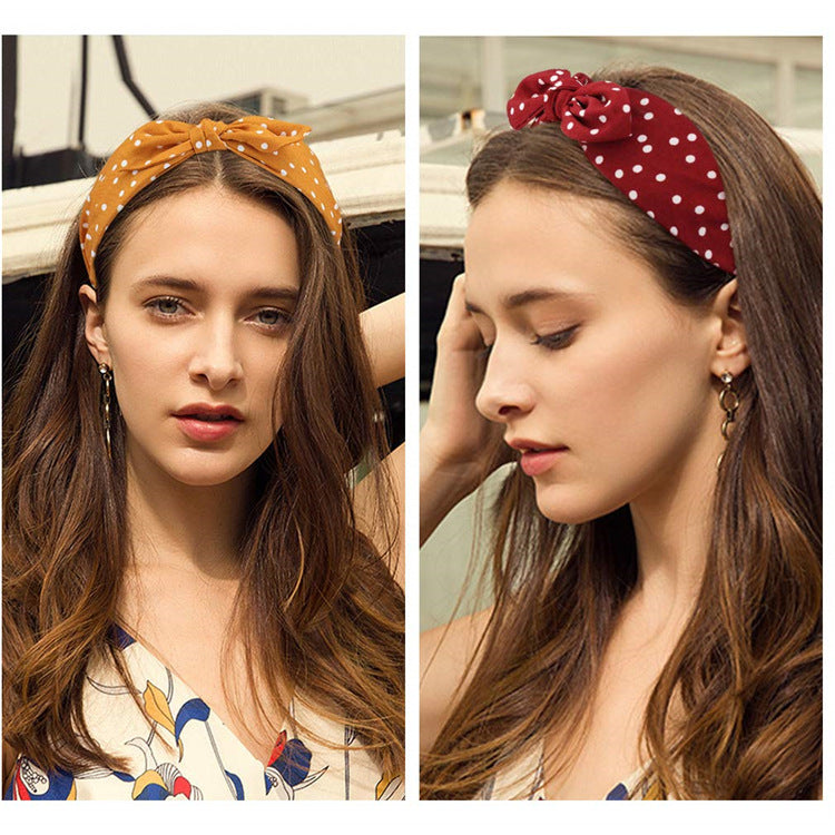 Wholesale Leopard Rabbit Ears Knotted Wide Version of Hairband Hair Headband